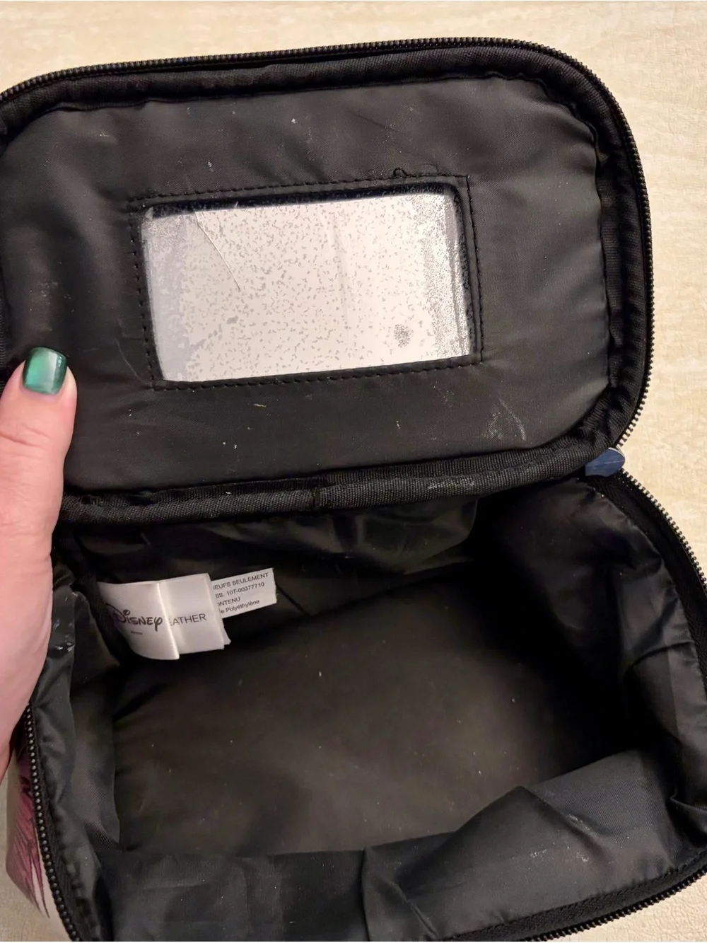 Disney Black Travel Makeup Case with Clear Mirror Window